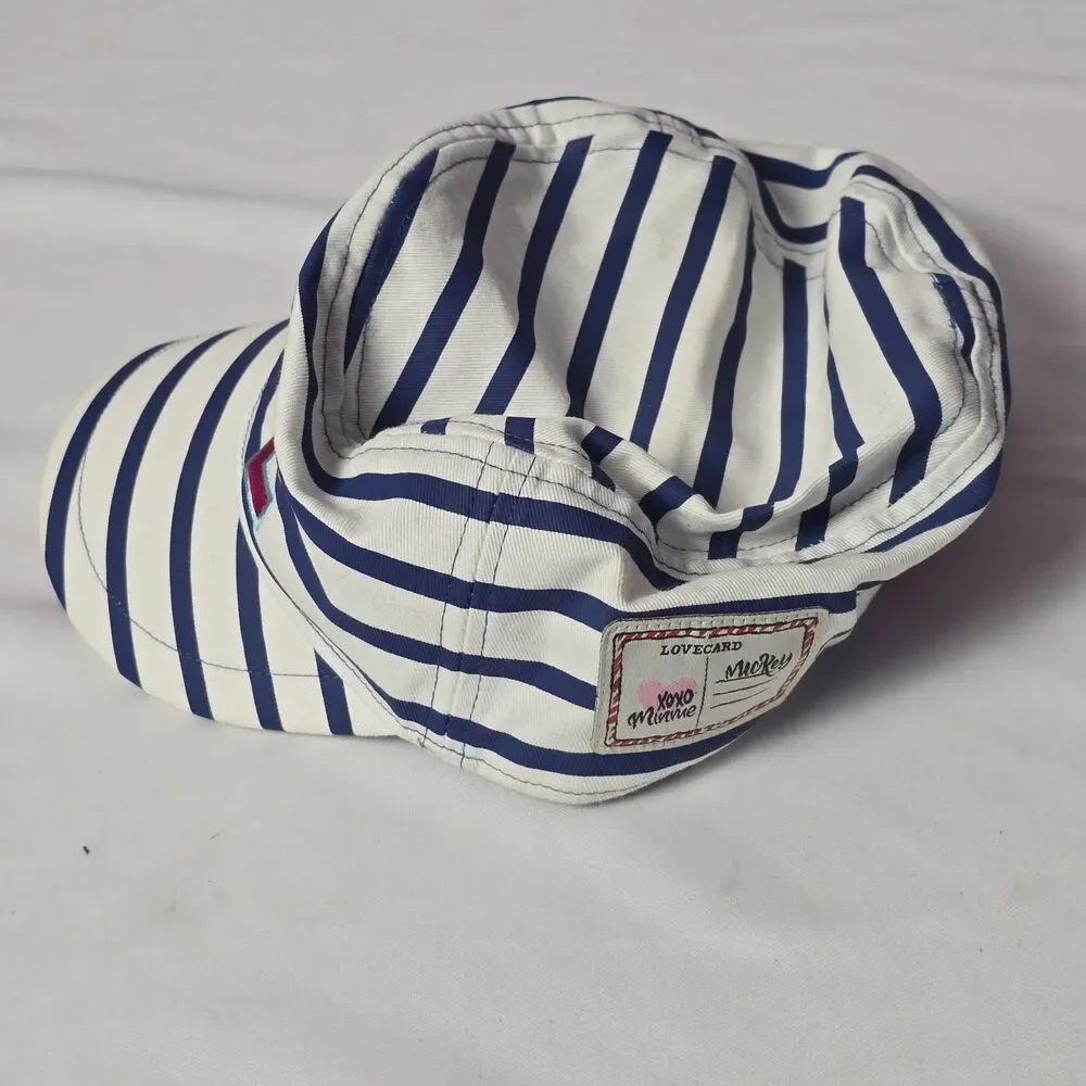 Disney Parks Striped‎ LOVE Mickey Minnie Mouse Stripes Adult Cadet Hat Cap